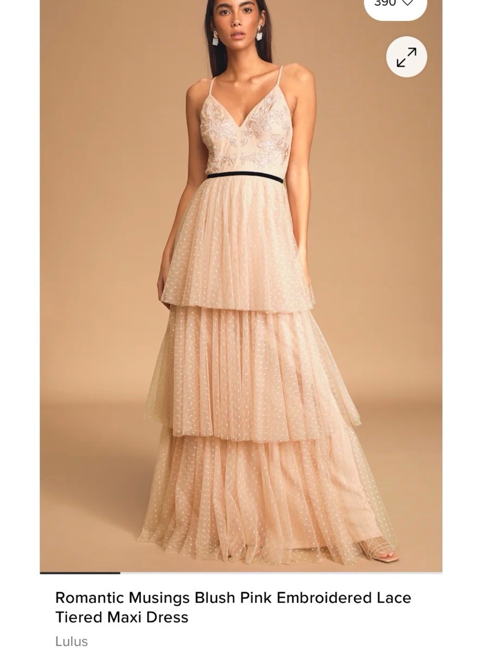 Lulu's Blush Tiered Tulle Maxi Dress with Contrast Waist